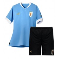 Camisa de Futebol Uruguai Equipamento Principal Infantil Mundo 2022 Manga Curta (+ Calças curtas)